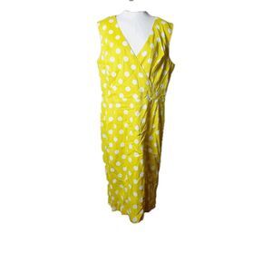black label evan picone dress white yelow size 16  lined sleeveless  no belt